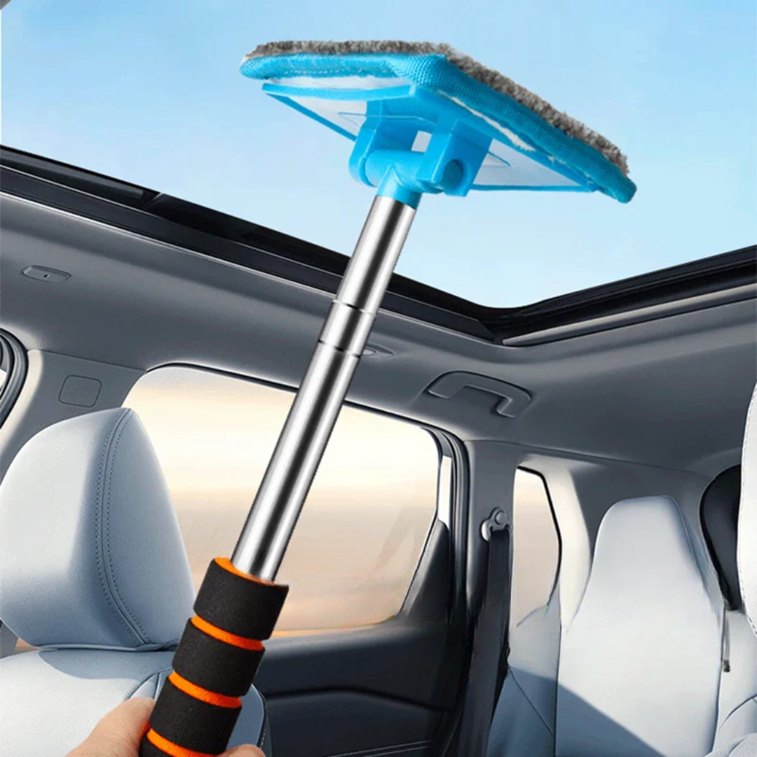 Image of KHAAS Windshield Cleaner Tool, showing the product in use on the sunroof of the car.
