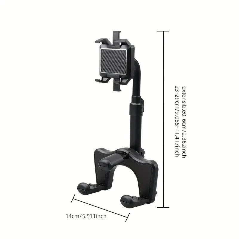 Image of KHAAS Rear View Mirror Phone Holder, showing the dimensions of the product