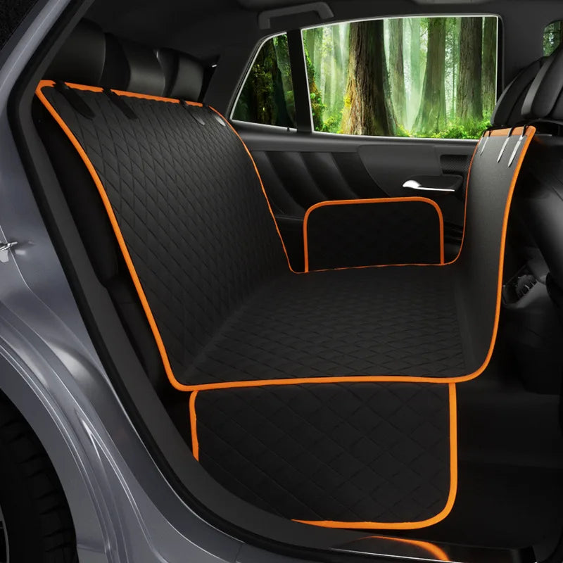 Image of KHAAS Waterproof Back Seat Cover for Dogs, showing the product in orange.