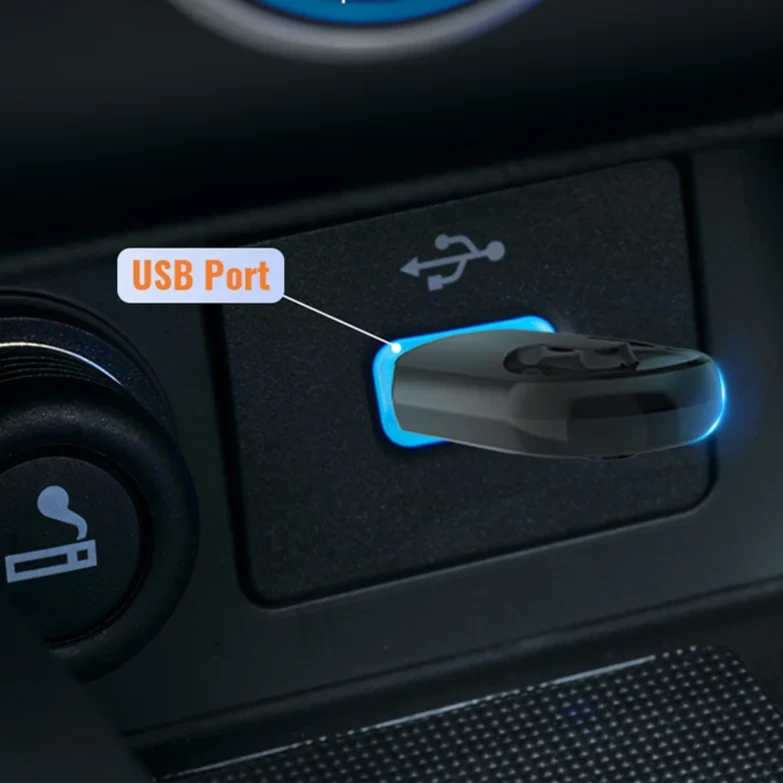 Image of KHAAS Wireless Apple CarPlay Adapter, showing the compact size of the product