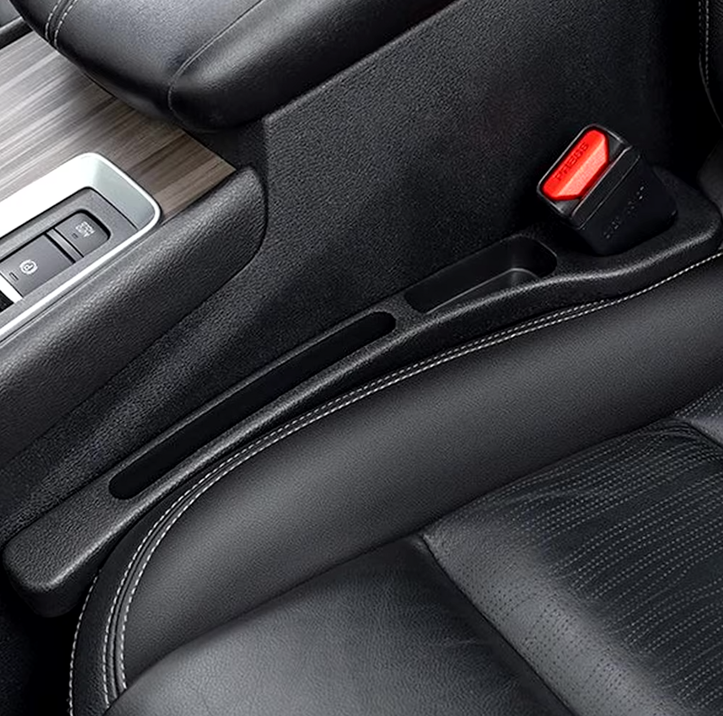 Image of KHAAS GapGuard™ Car Seat Gap Filler, showing the product filling seat crevice