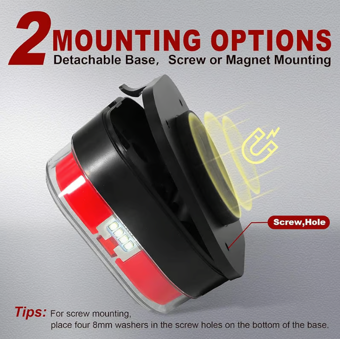 Image of KHAAS TowBeam™ Wireless Magnetic Trailer Lights, showing 2 ways of mounting