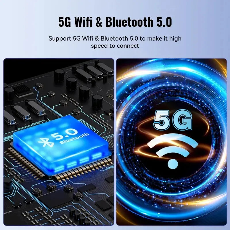 Image of KHAAS Wireless Apple CarPlay Adapter, showing the 5g and bluetooth 5.0 compatibility