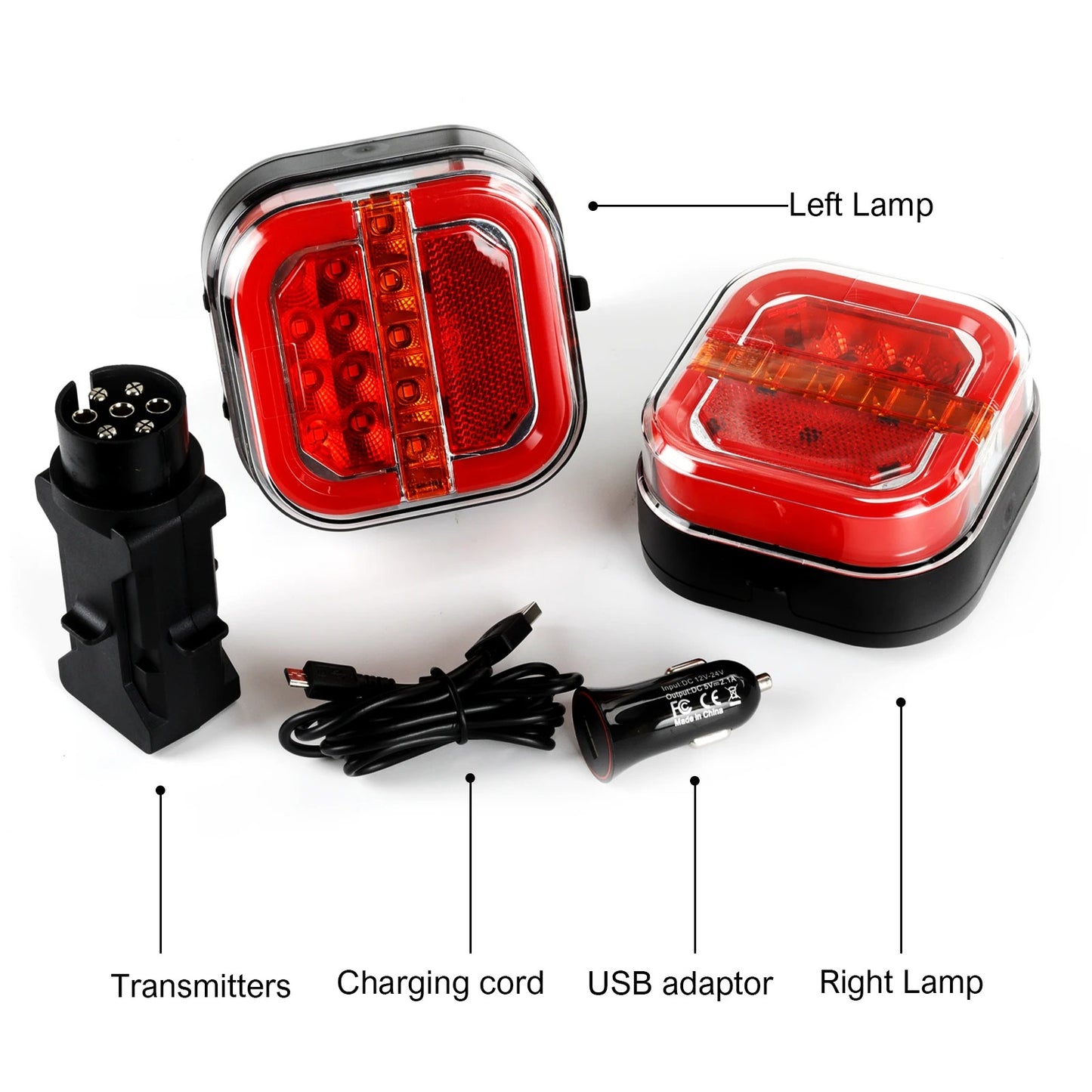 Image of KHAAS TowBeam™ Wireless Magnetic Trailer Lights, showing the items labeled within the box
