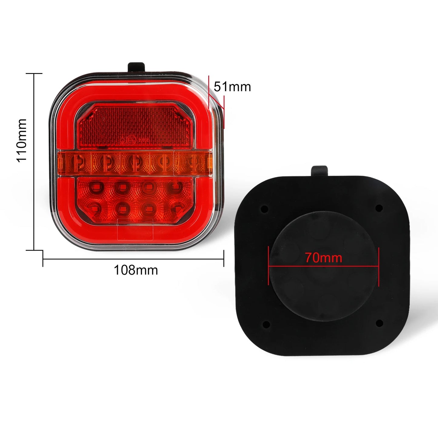 Image of KHAAS TowBeam™ Wireless Magnetic Trailer Lights, showing the dimensions of the product