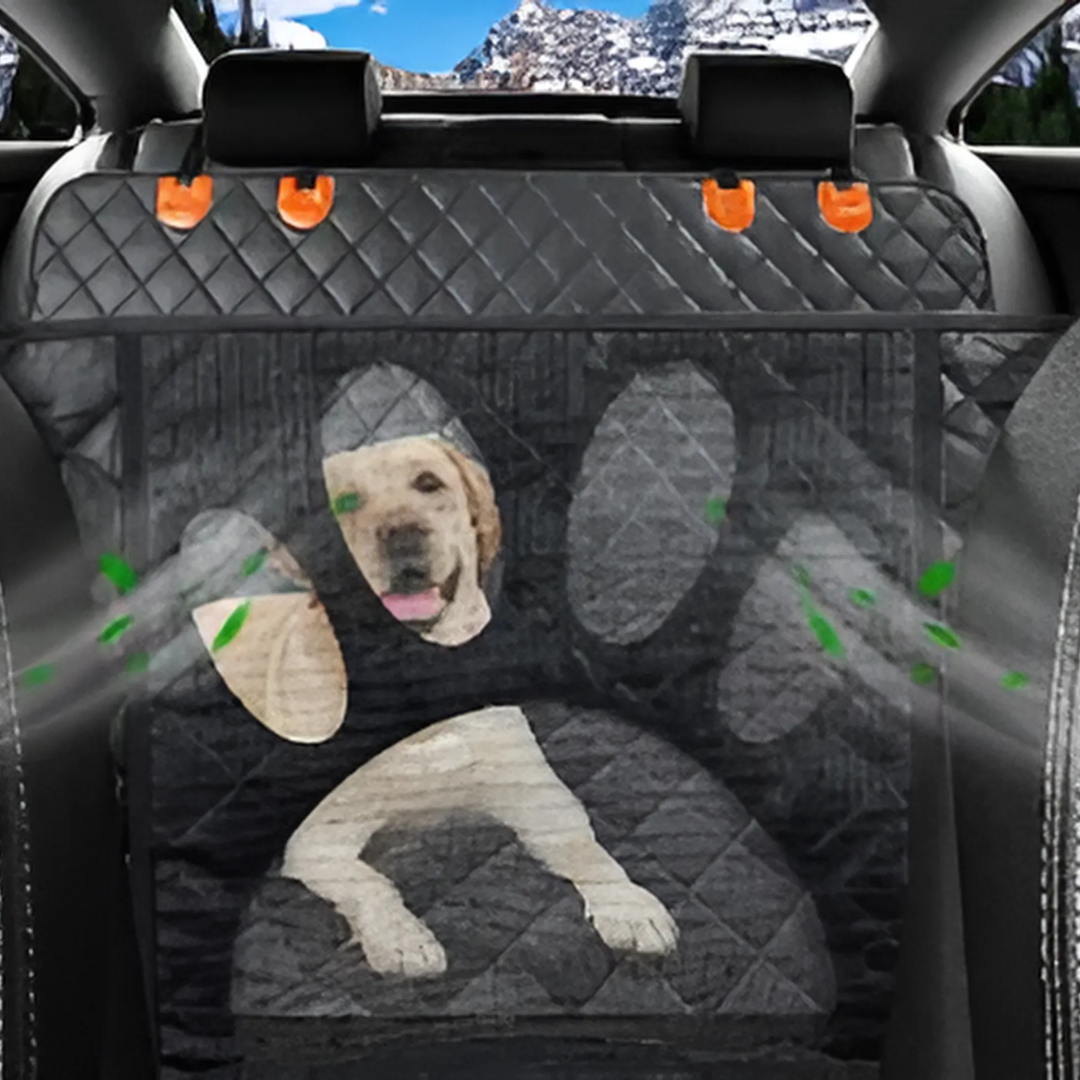 Image of KHAAS Waterproof Back Seat Cover for Dogs with Mesh, showing the mesh feature that allows airflow.