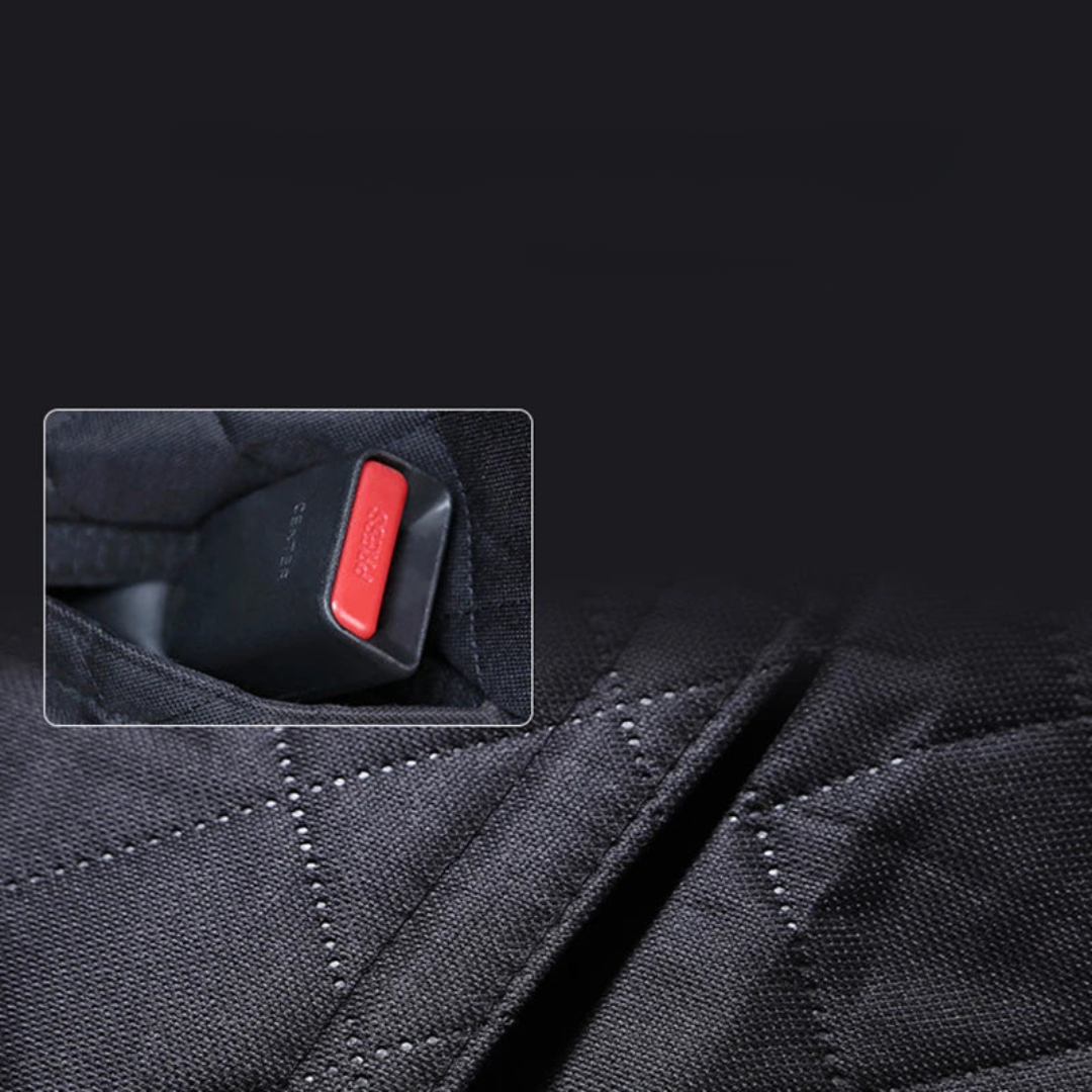 Image of KHAAS Waterproof Back Seat Cover for Dogs, showing the seatbelt harness access.