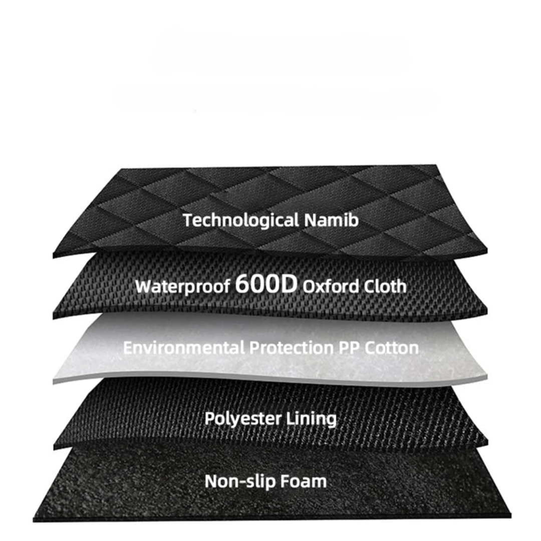 Image of KHAAS Waterproof Back Seat Cover for Dogs, showing the fabric breakdown