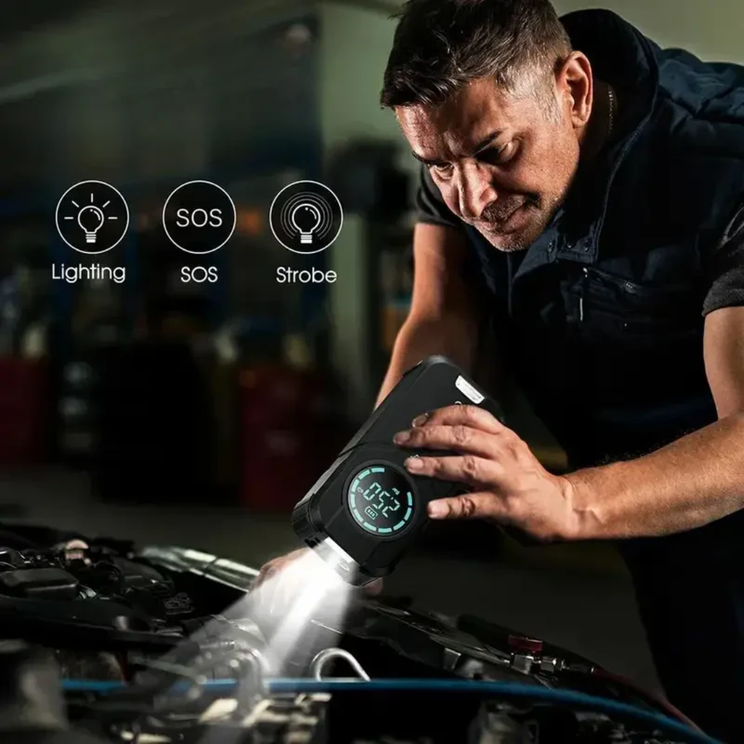 Image of KHAAS Portable Jump Starter, showing the flashlight feature