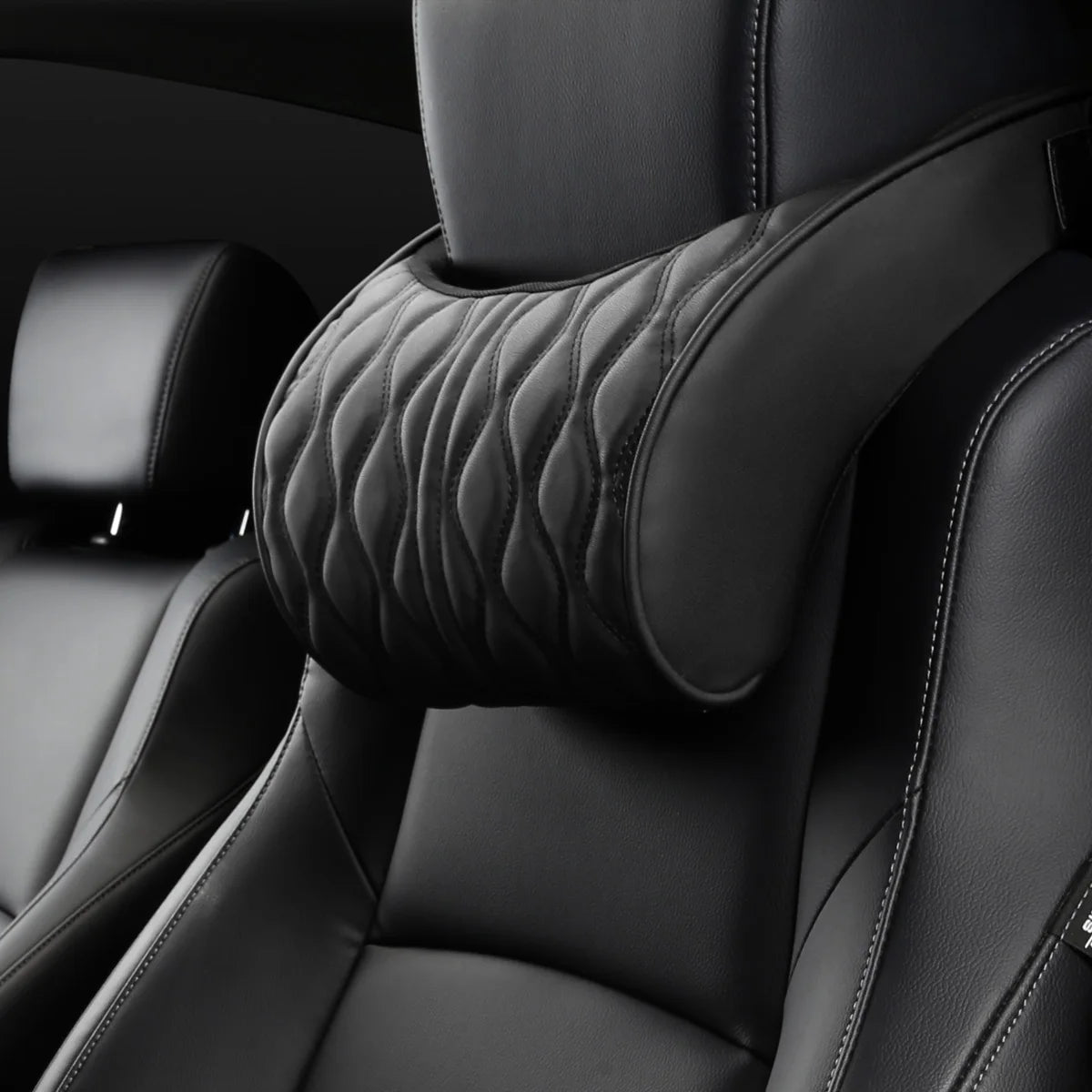 Image of KHAAS Car Seat Cushion with Back, showing the neck pillow. 
