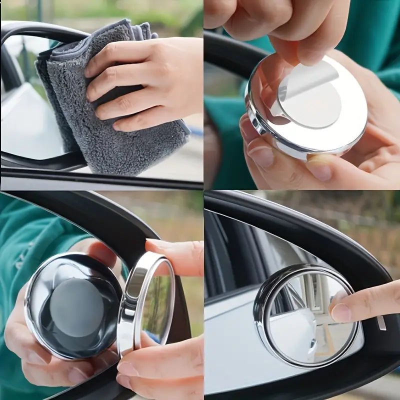 Image of KHAAS Blind Spot Mirror, showing the easy steps to install this product 