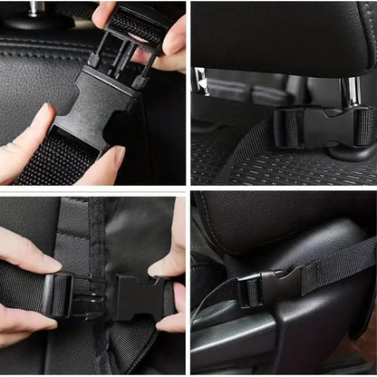 Image of KHAAS Car Back Seat Organizer, showing how the product is secured.