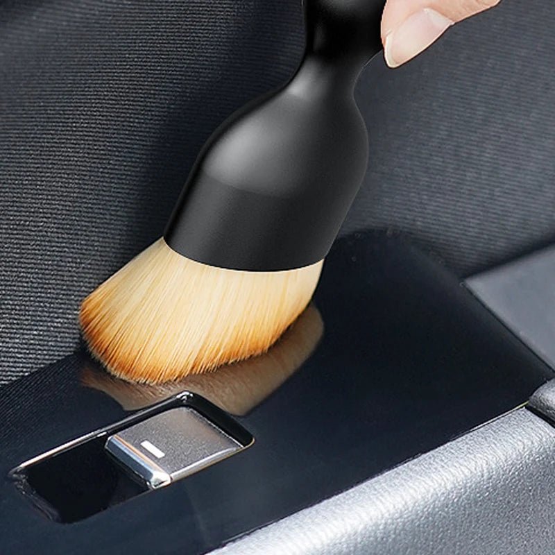 Image of KHAAS Car Interior Detailing Brush, showing the product cleaning corners and hard to reach places