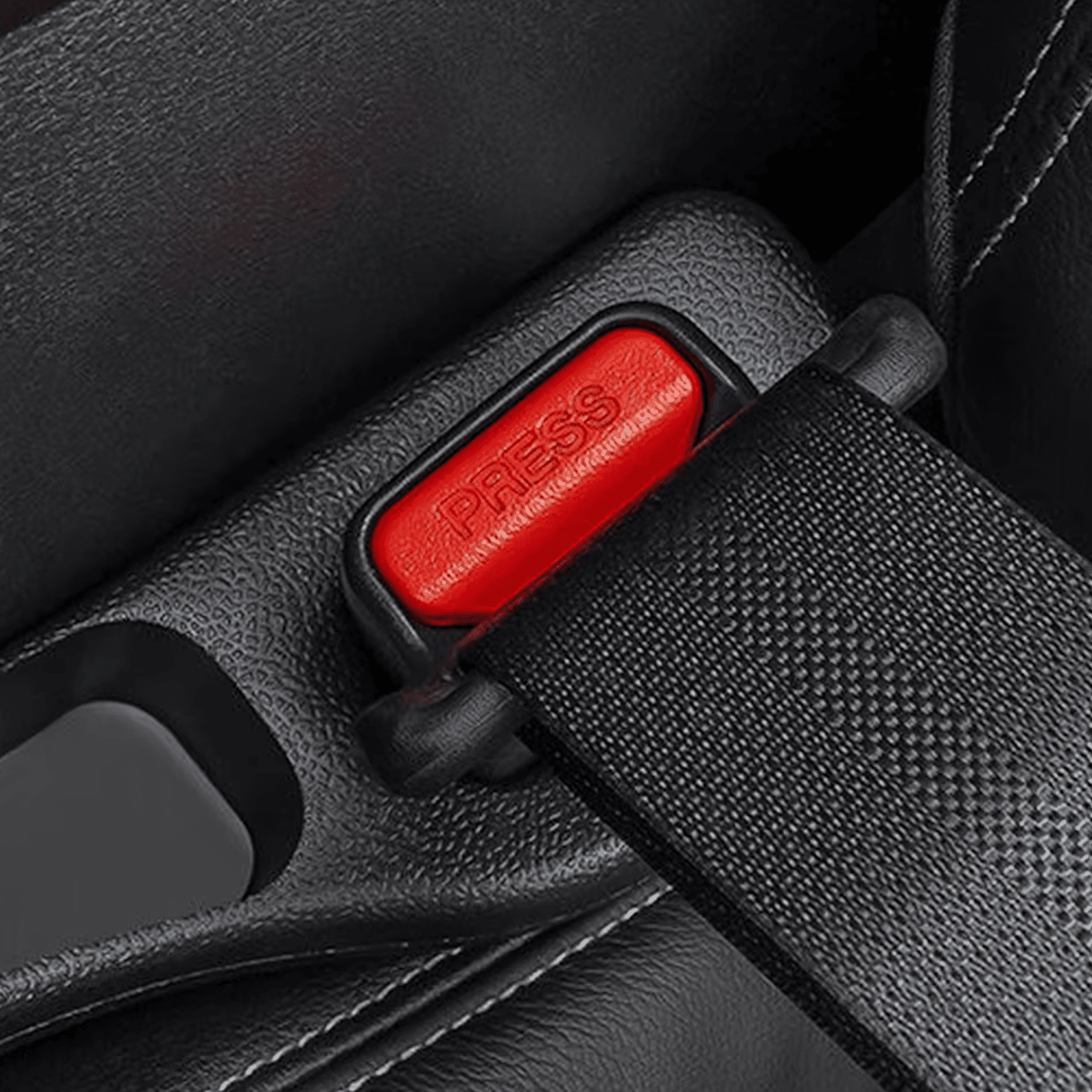 Image of KHAAS GapGuard™ Car Seat Gap Filler, showing the product mounting into seat belt 