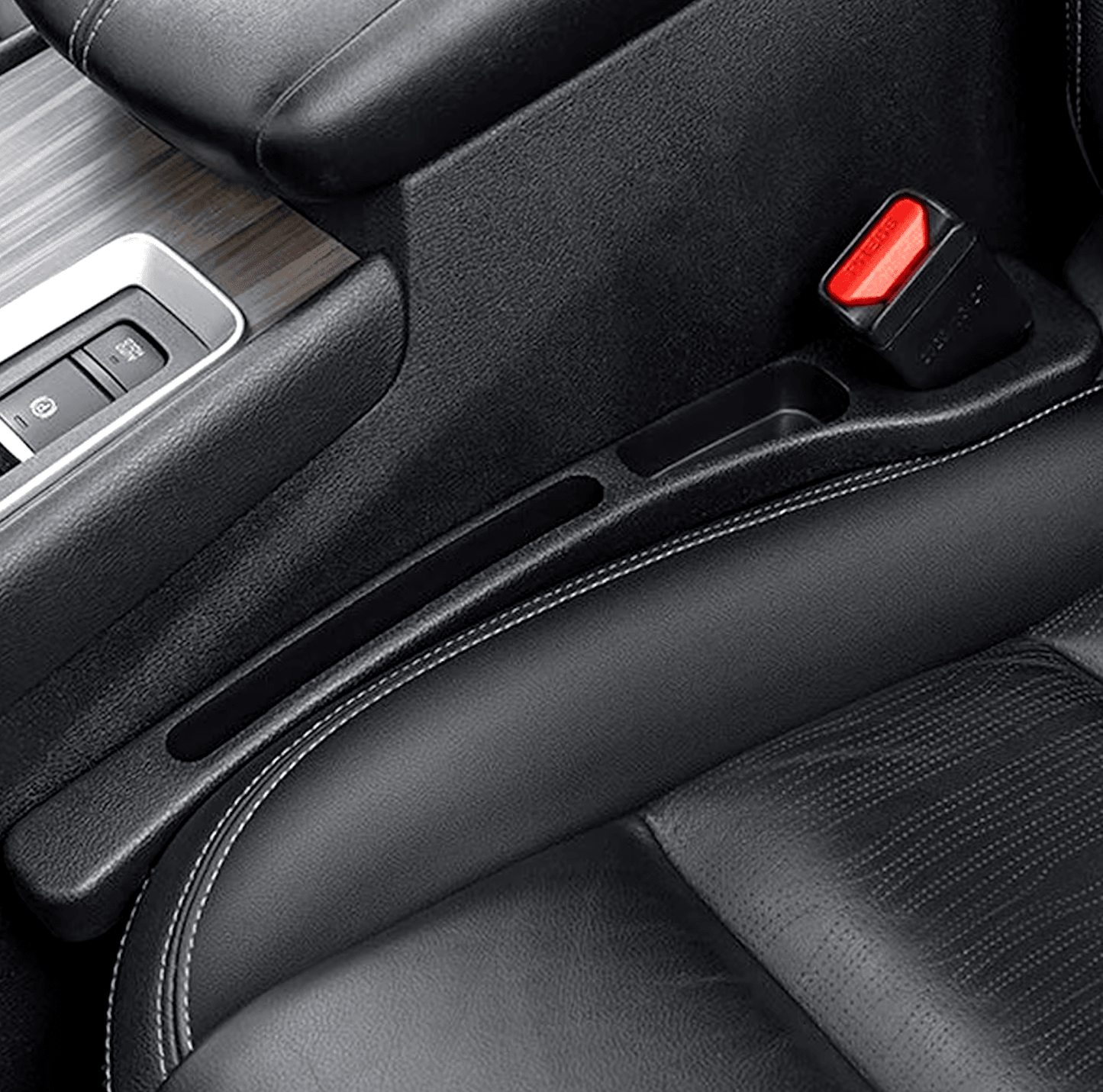 Image of KHAAS GapGuard™ Car Seat Gap Filler, showing the product filling seat crevice 