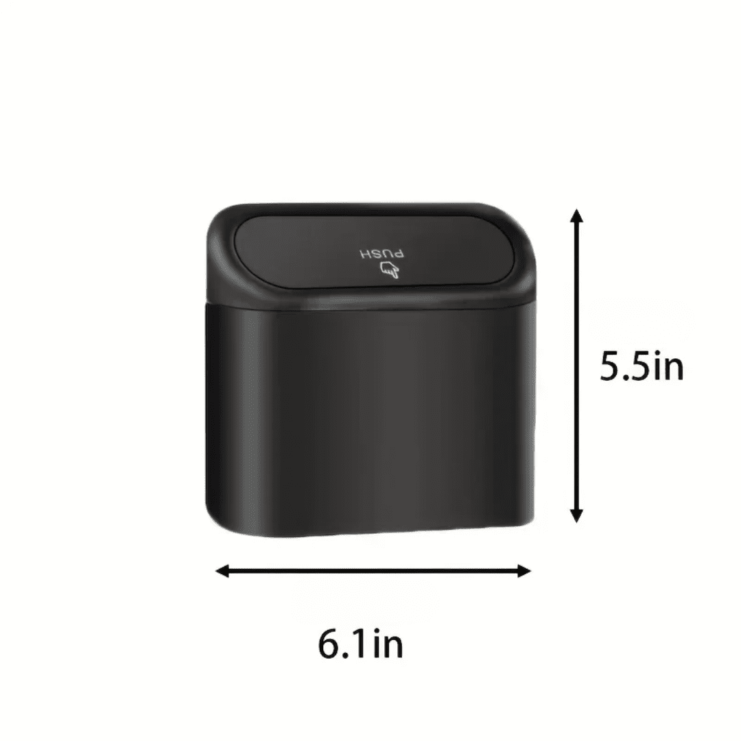 Image of KHAAS Trash Can for Car with Lid, showing the dimensions of the product 