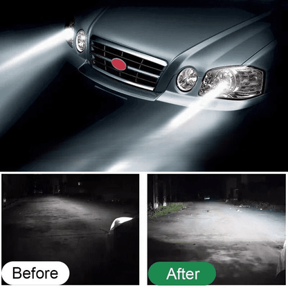 Image of KHAAS Headlamp Restorer, showing the before and after of the product result at night 