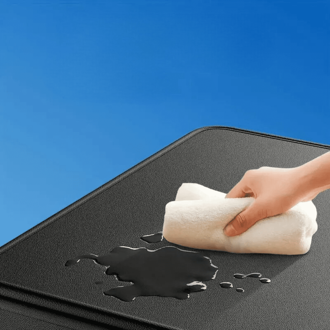 Image of KHAAS Leather Car Trunk Organizer, showing the water resistant surface