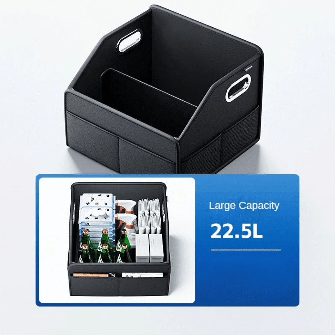 Image of KHAAS Leather Car Trunk Organizer, showing the product capacity in liters. 