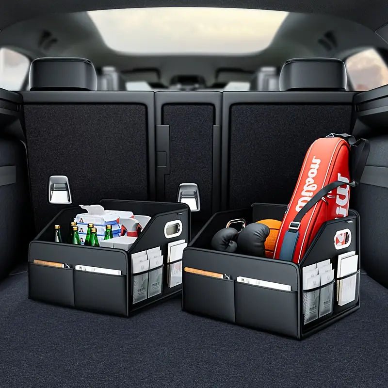 Image of KHAAS Leather Car Trunk Organizer, showing the product for various uses.