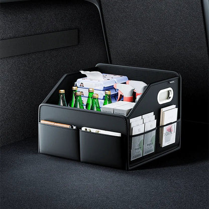 Image of KHAAS Leather Car Trunk Organizer, showing the product in use. 