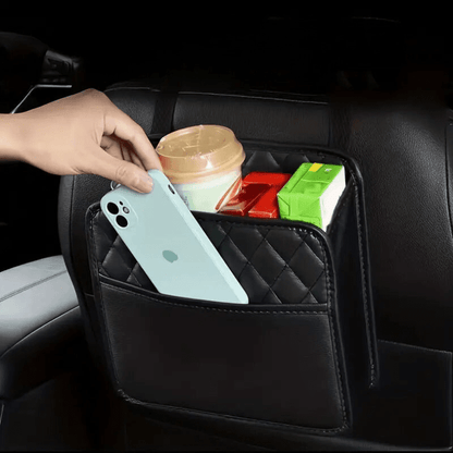 Image of KHAAS Leather Headrest Car Organizer Front Seat, showing the product in use