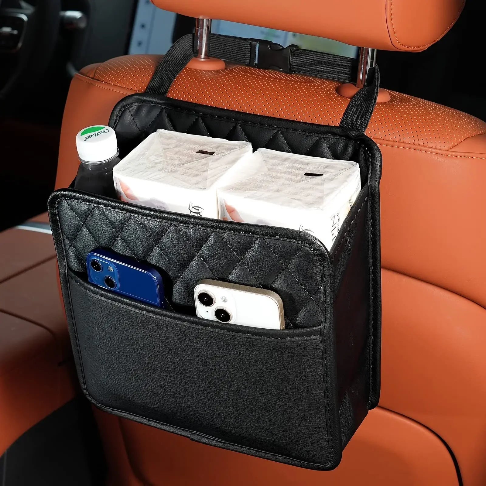 Image of KHAAS Leather Headrest Car Organizer Front Seat, showing the main image. 