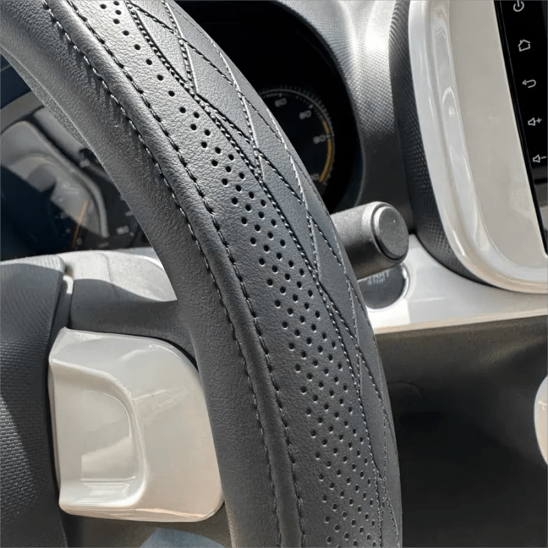 Image of KHAAS Leather Steering Wheel Cover, showing the texture and detail of the product