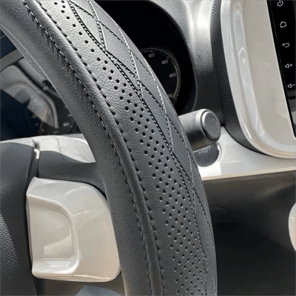 Image of KHAAS Leather Steering Wheel Cover, showing the texture and detail of the product