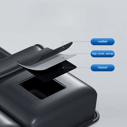 Image of KHAAS Leather Trunk Organizer for SUVs, showing the breakdown of materials used