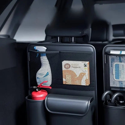 Image of KHAAS Leather Trunk Organizer for SUVs, showing product being used and items organized.