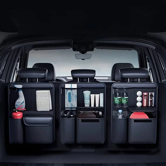Image of KHAAS Leather Trunk Organizer for SUVs, showing the product in use. 