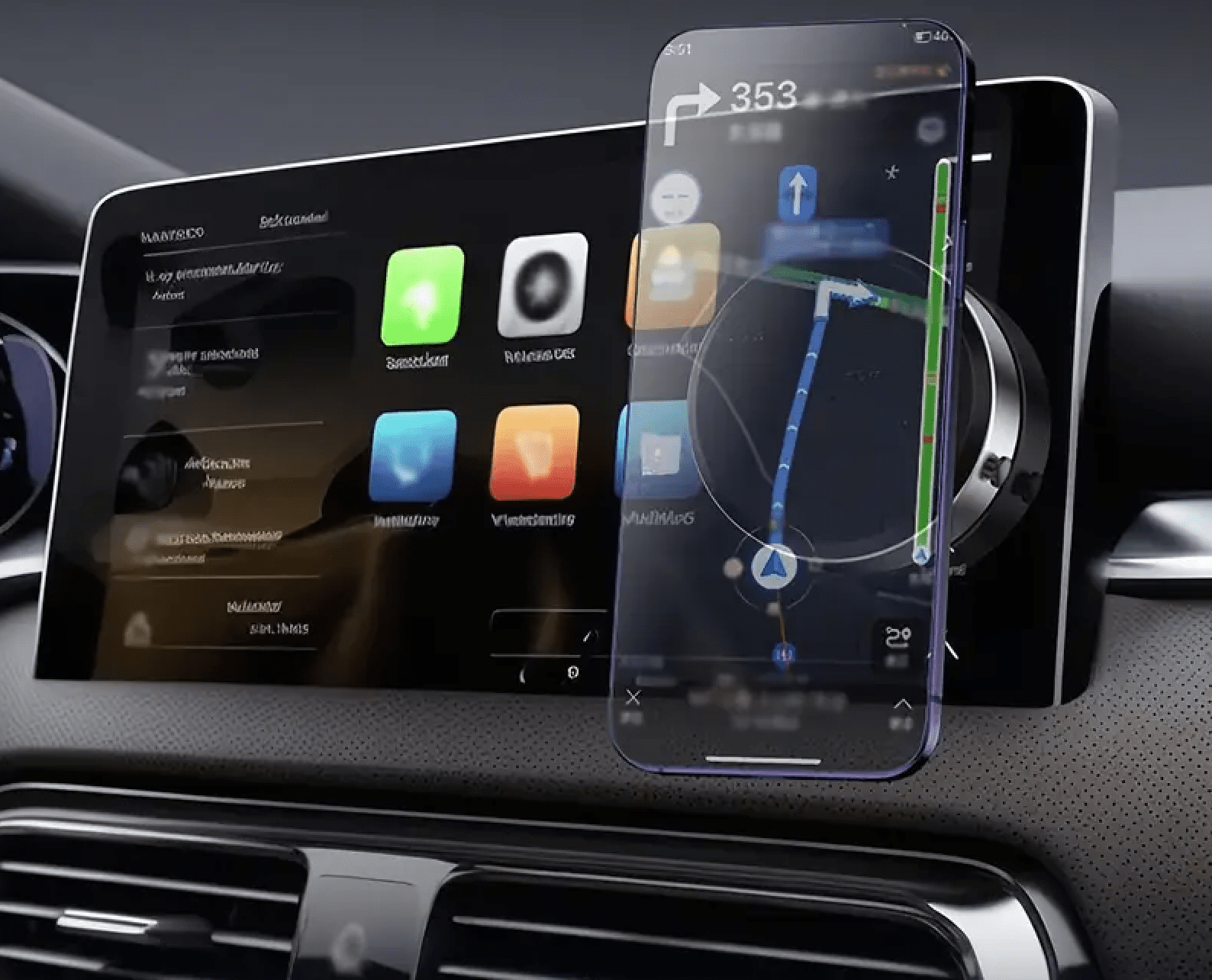 Image of KHAAS Suction Magnetic Phone Holder, showing the phone mounted to screen sing he vacuum technology