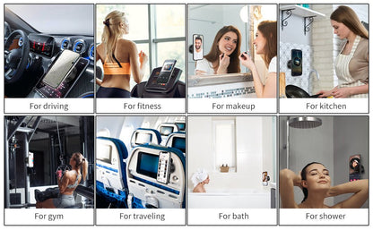 Image of KHAAS Suction Magnetic Phone Holder, showing the various uses of the product 