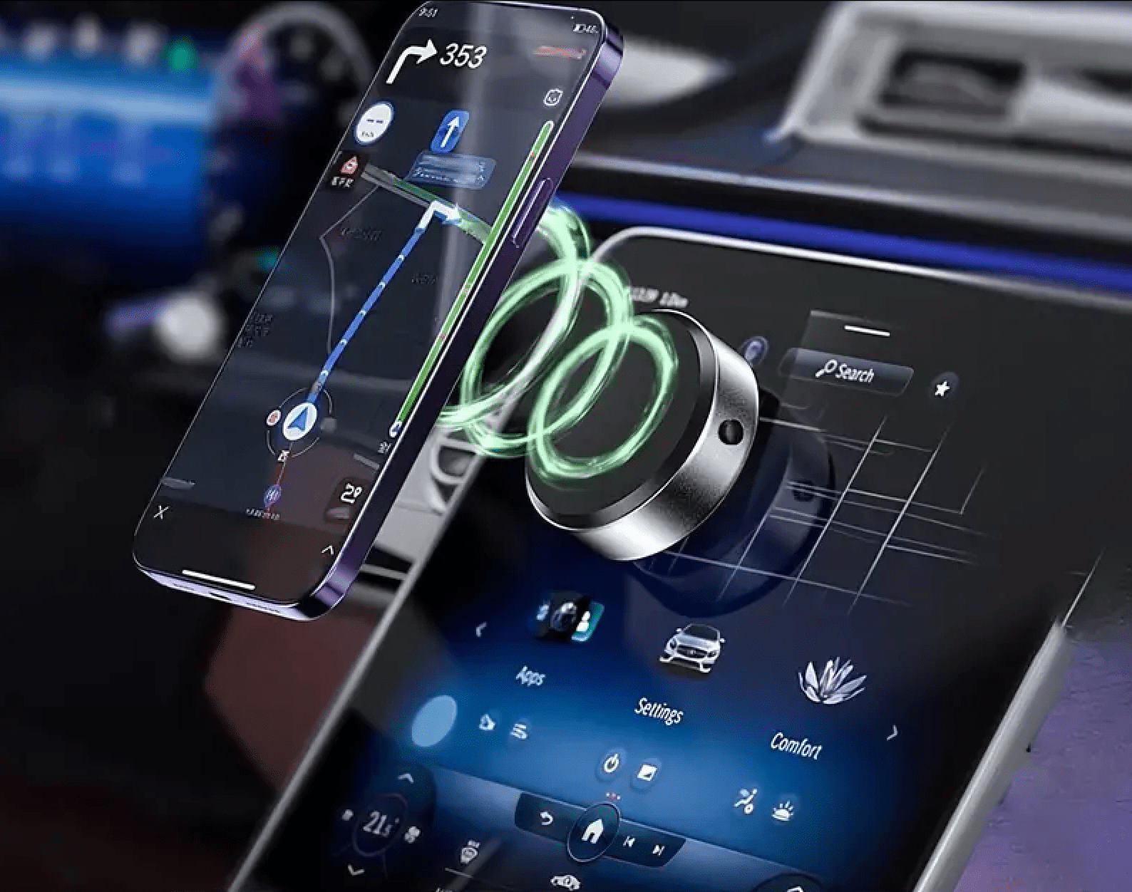 Image of KHAAS Suction Magnetic Phone Holder, showing the magnet feature of the mount for secure hold 