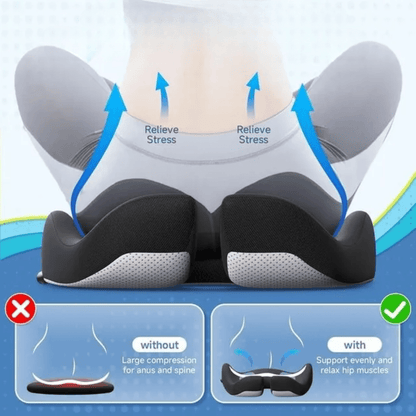 Image of KHAAS Memory Foam Car Seat Cushion, showing the product releasing pressure