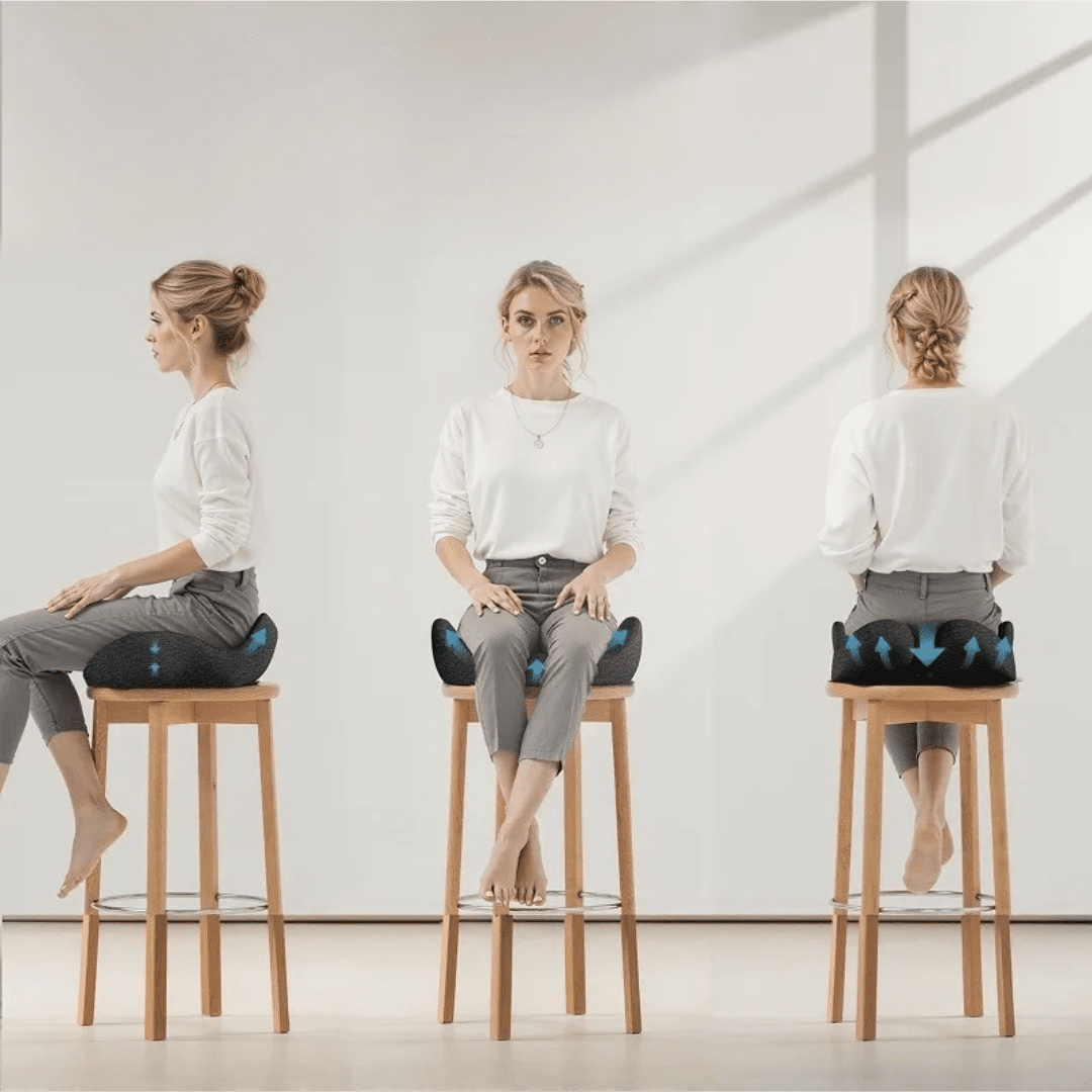 Image of KHAAS Memory Foam Car Seat Cushion, showing the product in use from various angles 