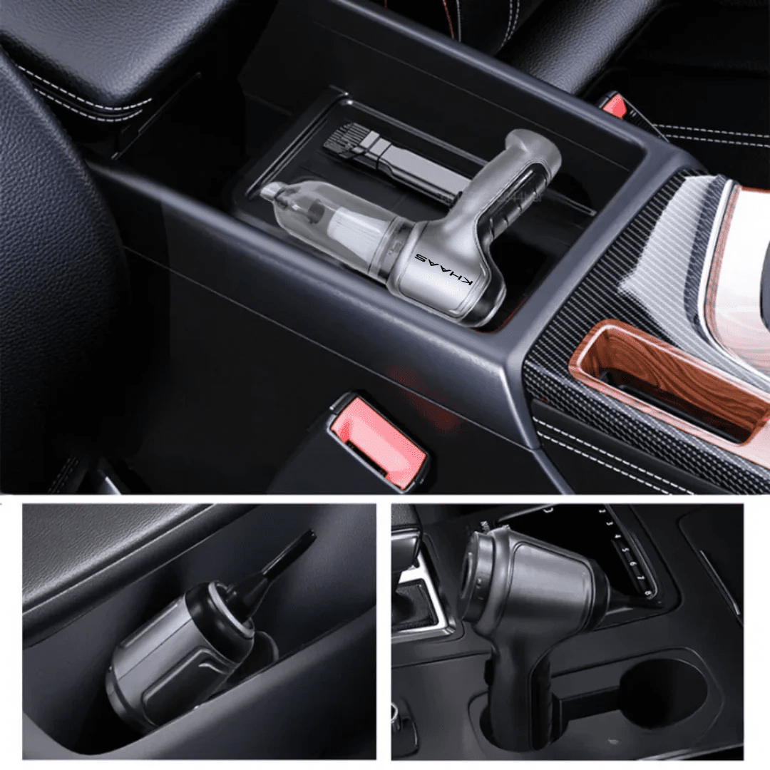 Image of KHAAS SnapVac Pro™ Car Vacuum, showing the compactness and how this product can be stored without taking up much space. 
