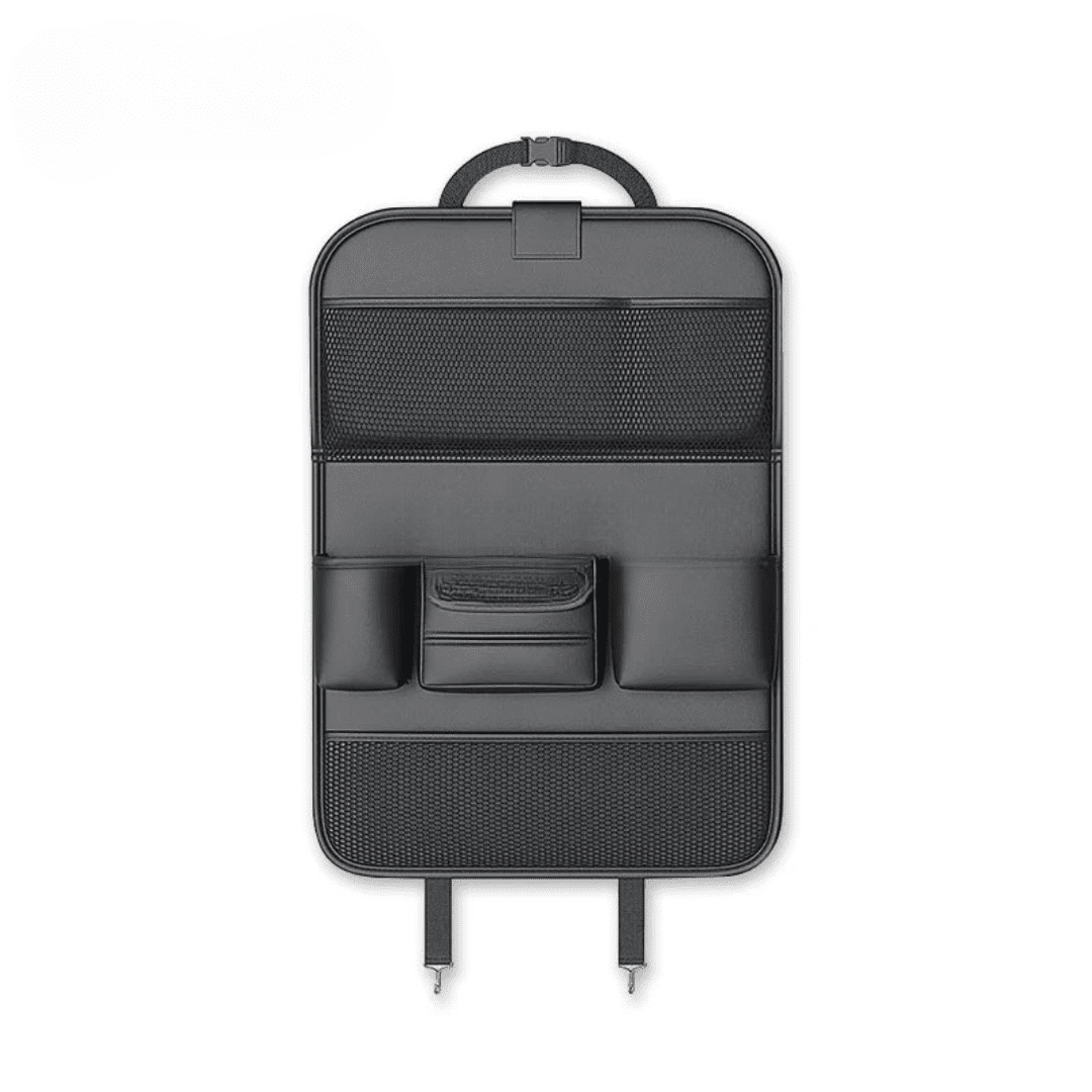 Image of KHAAS Premium Car Back Seat Organizer, showing the color black. 