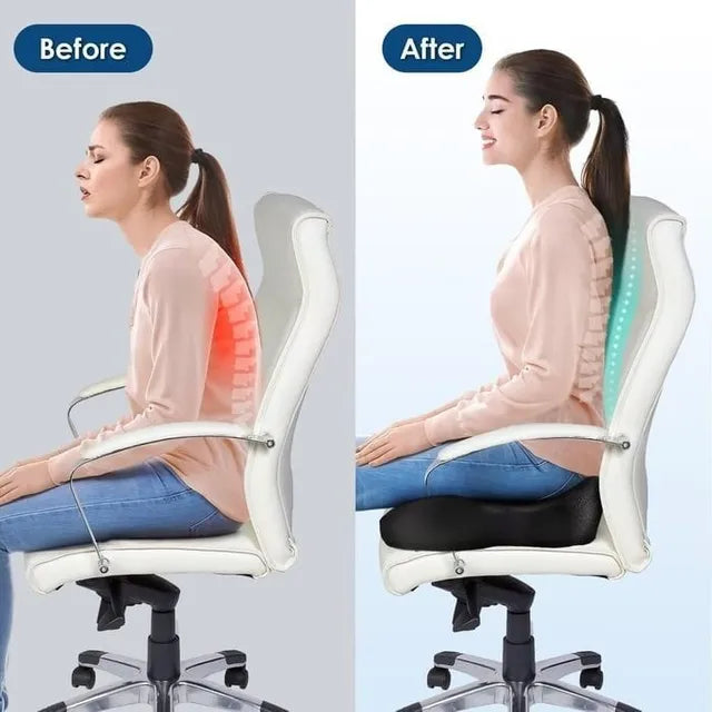 Image of KHAAS Memory Foam Car Seat Cushion, showing the before and after of the product 