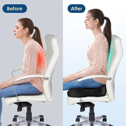Image of KHAAS Memory Foam Car Seat Cushion, showing the before and after of the product 