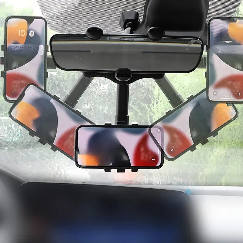 Image of KHAAS Rear View Mirror Phone Holder, showing the product being able to be rotated 