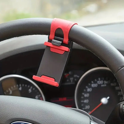 Image of KHAAS Steering Wheel Phone Holder, showing the product mounted on the steering wheel 
