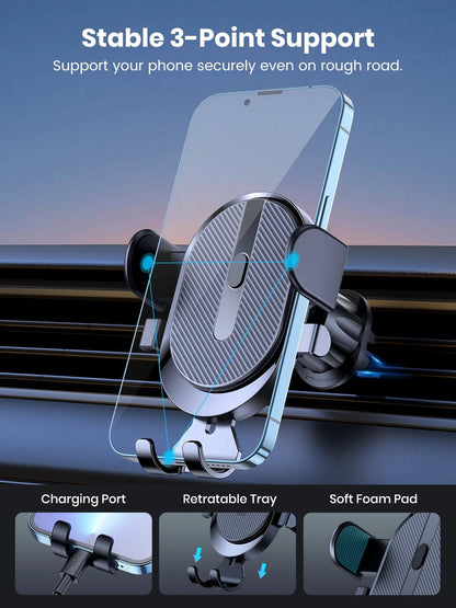 Image of KHAAS Car Vent Phone Holder, showing the 3 point support of the product for secure hold