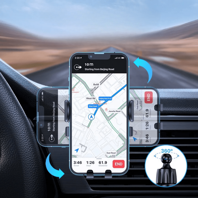 Image of KHAAS Car Vent Phone Holder, showing the rotation ability of the product 
