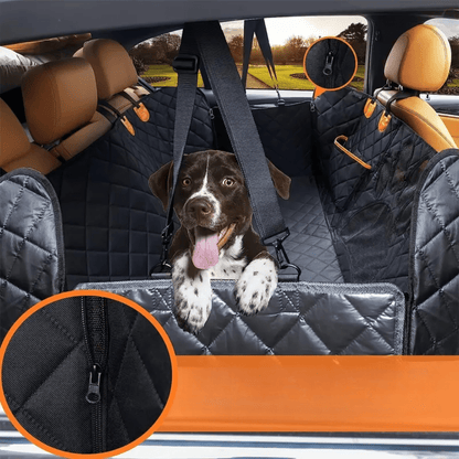 Image of KHAAS Waterproof Back Seat Cover for Dogs with Mesh, showing the product securely installed. 