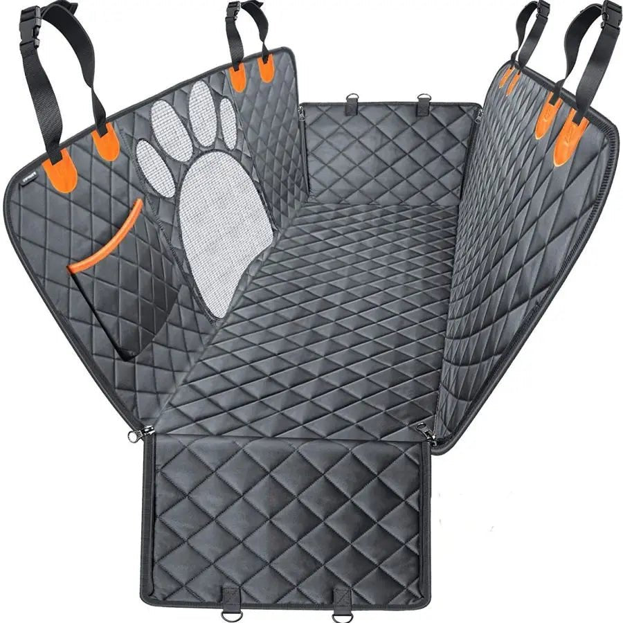 Image of KHAAS Waterproof Back Seat Cover for Dogs with Mesh, showing the entire product. 