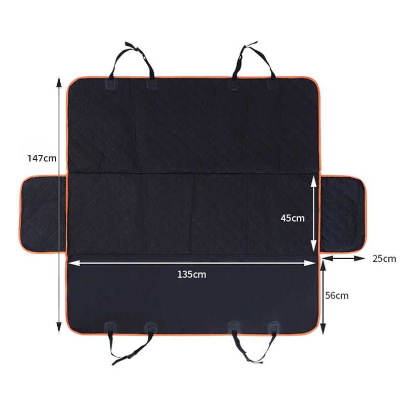 Image of KHAAS Waterproof Back Seat Cover for Dogs, showing the dimensions of the product