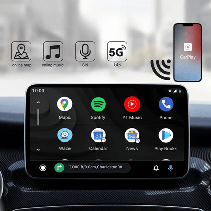 Image of KHAAS Wireless Apple CarPlay Adapter, showing the features of the product like wireless connection 