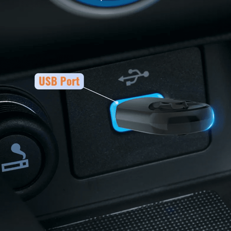 Image of KHAAS Wireless Apple CarPlay Adapter, showing the compact size of the product 